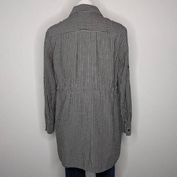 Lafayette 148 New York Black and White Striped Button Down Shirt - Picture 6 of 9